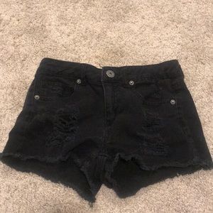 black jean shorts